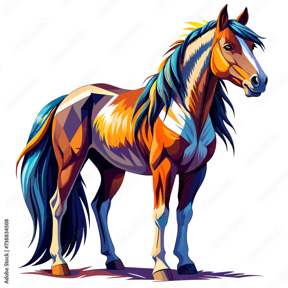 Obraz premium All Horse, full body, real paint style, white background