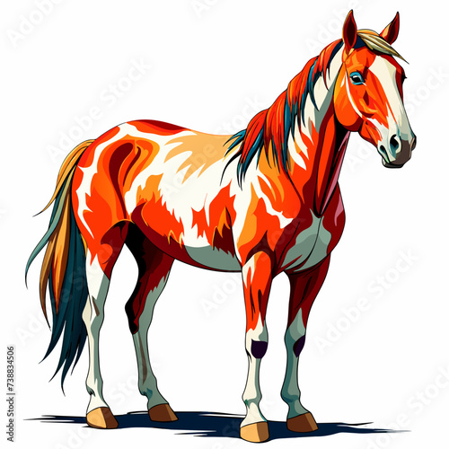 All Horse  full body  real paint style  white background