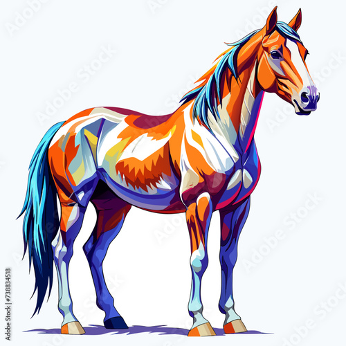 All Horse, full body, real paint style, white background