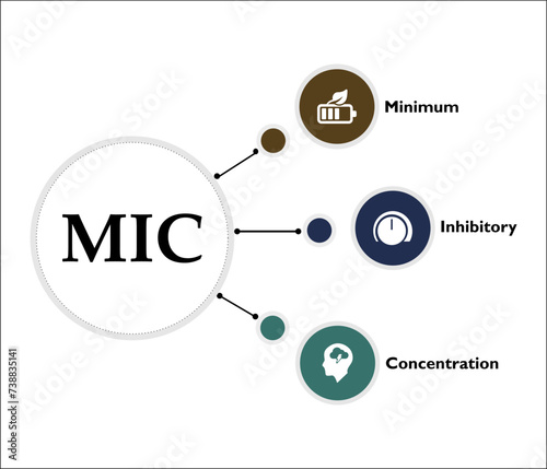 MIC - Minimum Inhibitory Concentration Acronym. Infographic template with icons