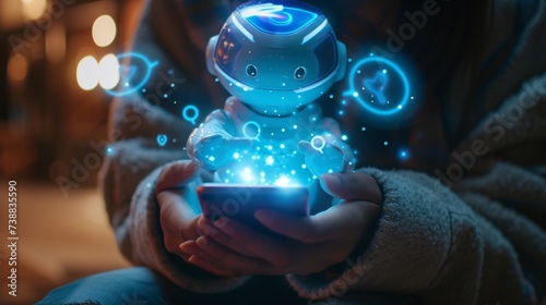 a person holding a phone with a toy photo