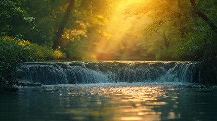 Keuken achterwand Bosrivier Mistige waterval in Amazone regenwoud  © diansyah