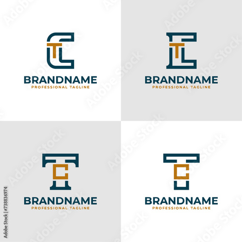 Elegant Letters CT and TC Monogram Logo, suitable for business with CT or TC initials