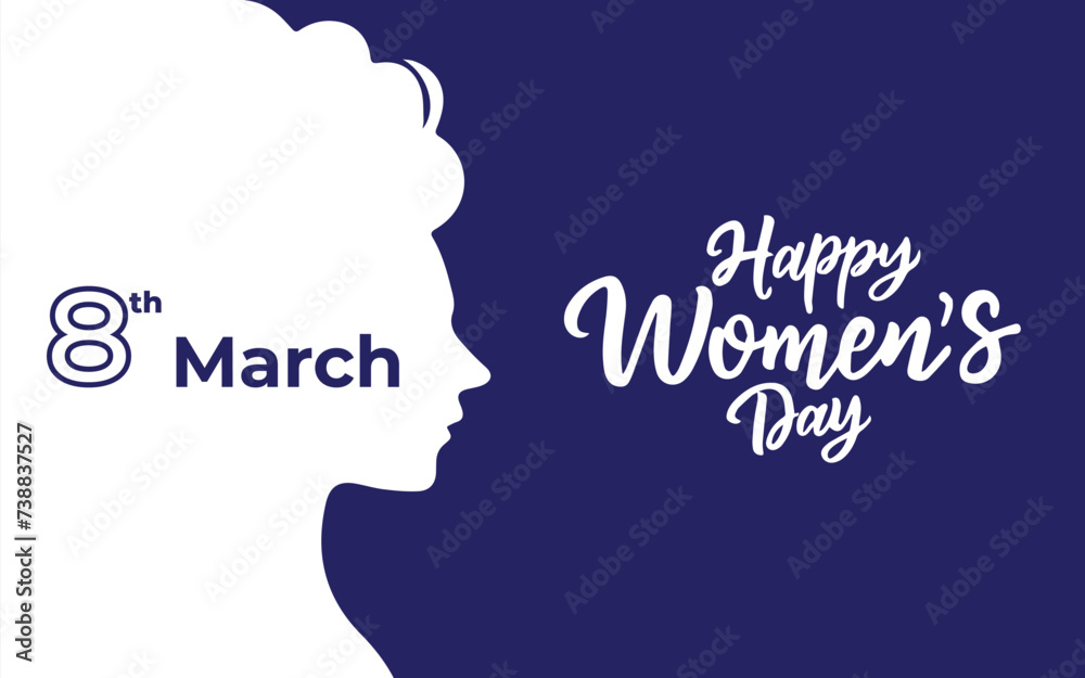Happy women's day greeting card design with women face. March 8 Women's Day banner and poster design . Holiday background. Paper cut style. Vector illustration.