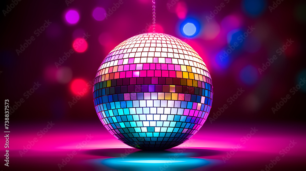 Obraz premium Vibrant glowing disco sphere