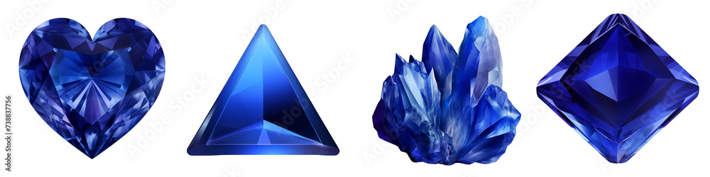 Obraz premium Blue Iolite Gemstone clipart collection, vector, icons isolated on transparent background