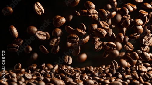 Abstract background of close-up view of coffee beans.