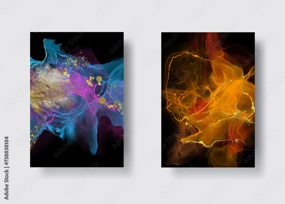 Naklejka premium Luxury abstract background set of marble liquid ink art. Vector illustration.