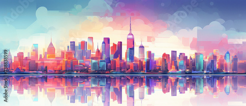 A vibrant and detailed pixelated cityscape showcasing urban life and architectural wonders in a digital realm.