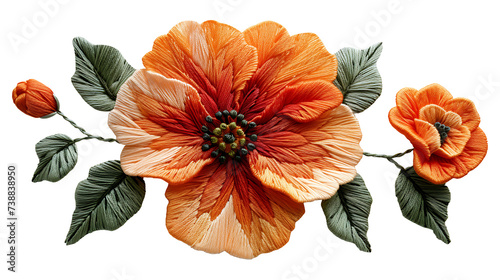 Embroidery flower on a transparent background. Flower png