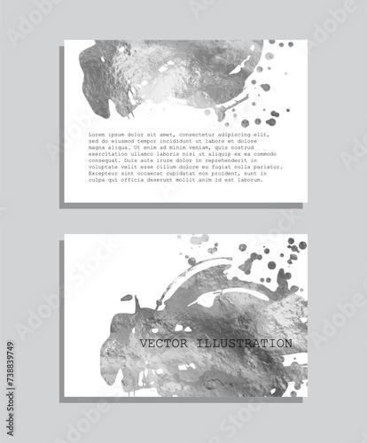 Silver foil abstract grunge banner. Texture, silver foil effect background vector illustration.