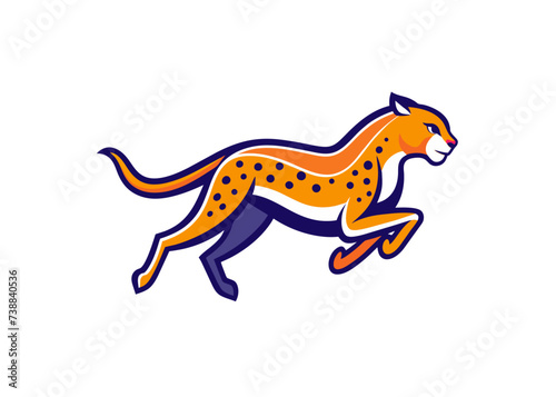 Cheetah running logo for business and companies. 