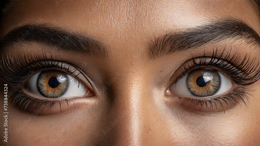 close up of a female eyes with long eyelashes close up of a female eyes with long eyelashes