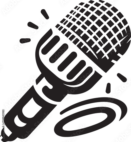 vector images of microphone- spearks images Silhouette- Black and White Illustration