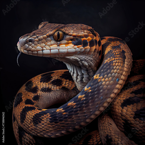 Majestic Asp viper snake Portrait in a Professional Studio Setting