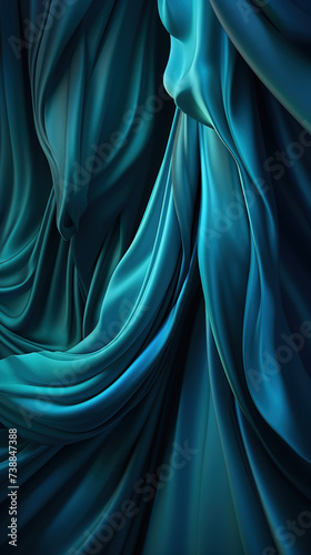 Portrait Emerald Silk Fabric Texture with Beautiful Waves. Elegant Background for a Luxury Product