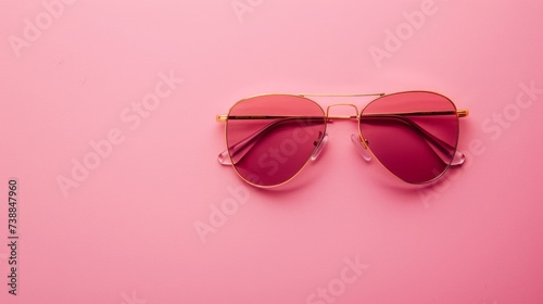 Minimalistic Pink Background with Single Pair of Sunglasses