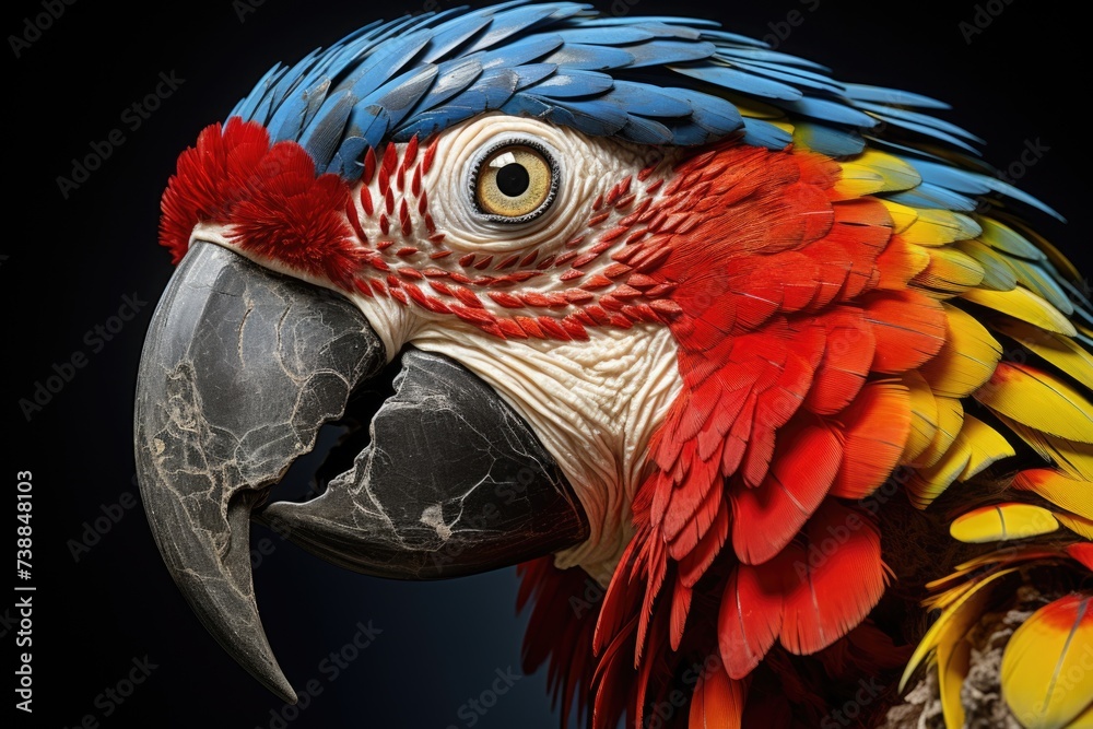 Obraz premium Close up of parrot head. ai generated