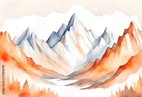 Watercolor painting of mountains