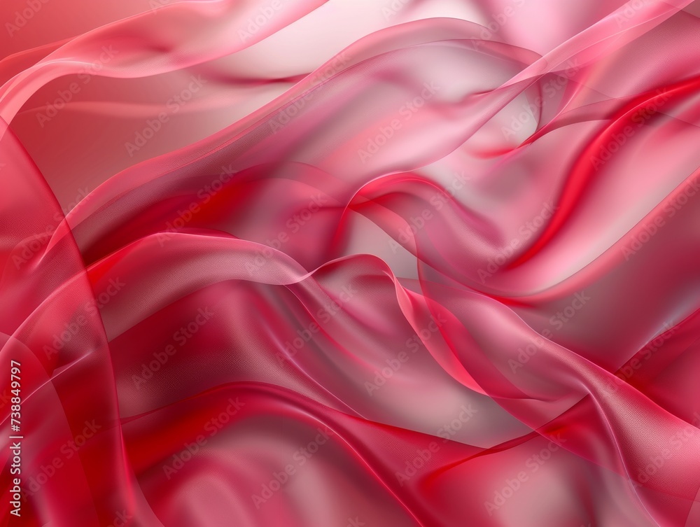 Obraz premium Vibrant image of flowing red and pink silk-like textures creating a visually appealing abstract pattern.