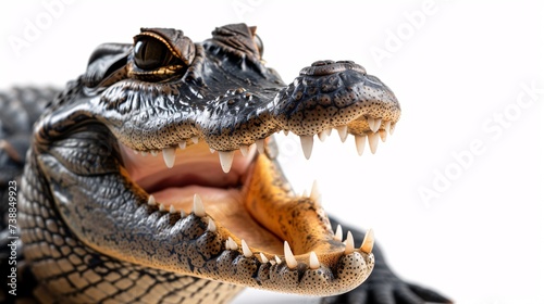 a close up of a crocodile s face