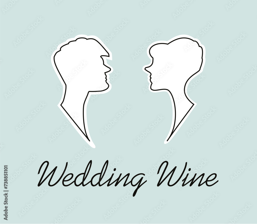 Pastel Mint Wedding Wine Label in Vector