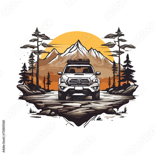 Vector Mountain Off-Road modern car t shirt design