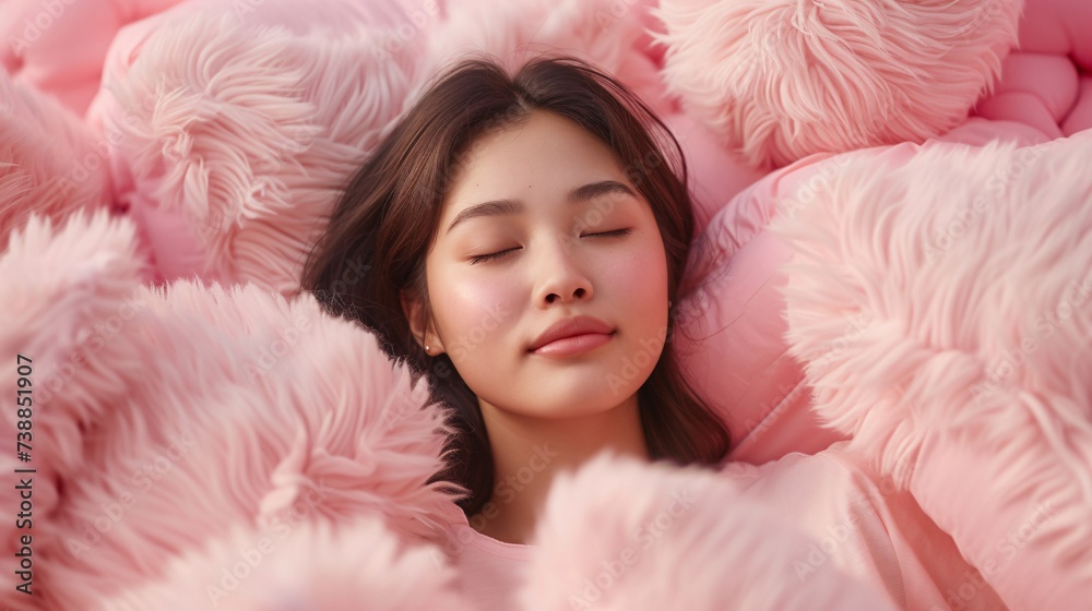 a woman lying down with her eyes closed a woman lying down with her eyes closed