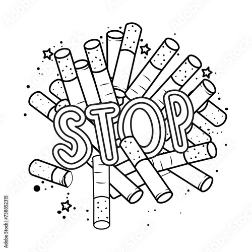 Stop nicotine. Heap of cigarettes. World no tobacco day. Health concept