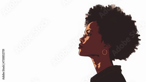 African American History template with a black woman silhouette on white background, copy space, 16:9