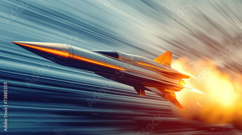 Obraz na płótnie hypersonic missile in high speed flight.