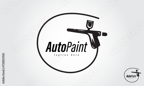 Auto Car Paint Machine Logo Design Template. Auto Paint With Spray Gun.