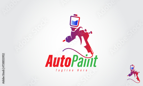 Auto Car Paint Machine Logo Design Template. Auto Paint With Spray Gun.