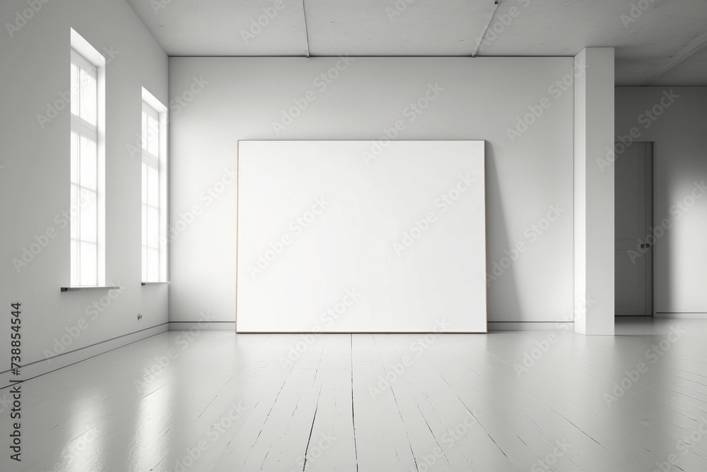 Mockup of a Large Artist Studio with a Very Large Blank Canvas Mockup of a Large Artist Studio with a Very Large Blank Canvas