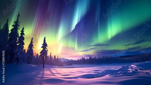 Vivid image of Northern Lights twinkling in the night sky