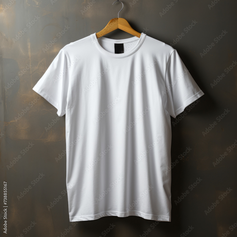 White t-shirt on dark wooden background. Mockup for design White t-shirt on dark wooden background. Mockup for design
