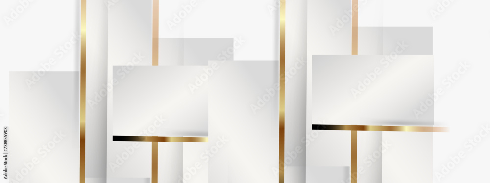 Abstract white and gray background with gorgeous golden line decoration. Vector graphic illustration. Abstract white and gray background with gorgeous golden line decoration. Vector graphic illustration.