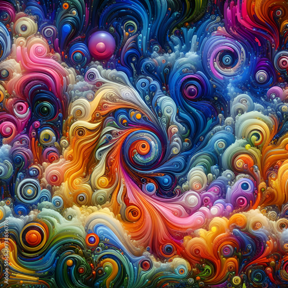 Dive into a mesmerizing psychedelic dreamscape filled with vibrant colors and abstract shapes Dive into a mesmerizing psychedelic dreamscape filled with vibrant colors and abstract shapes