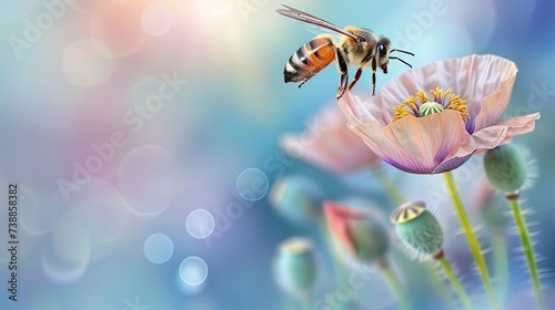 bee and a flower. Generative AI
