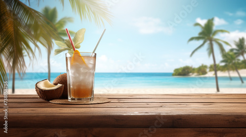 cocktail on the beach with a fresh summer atmosphere generative ai