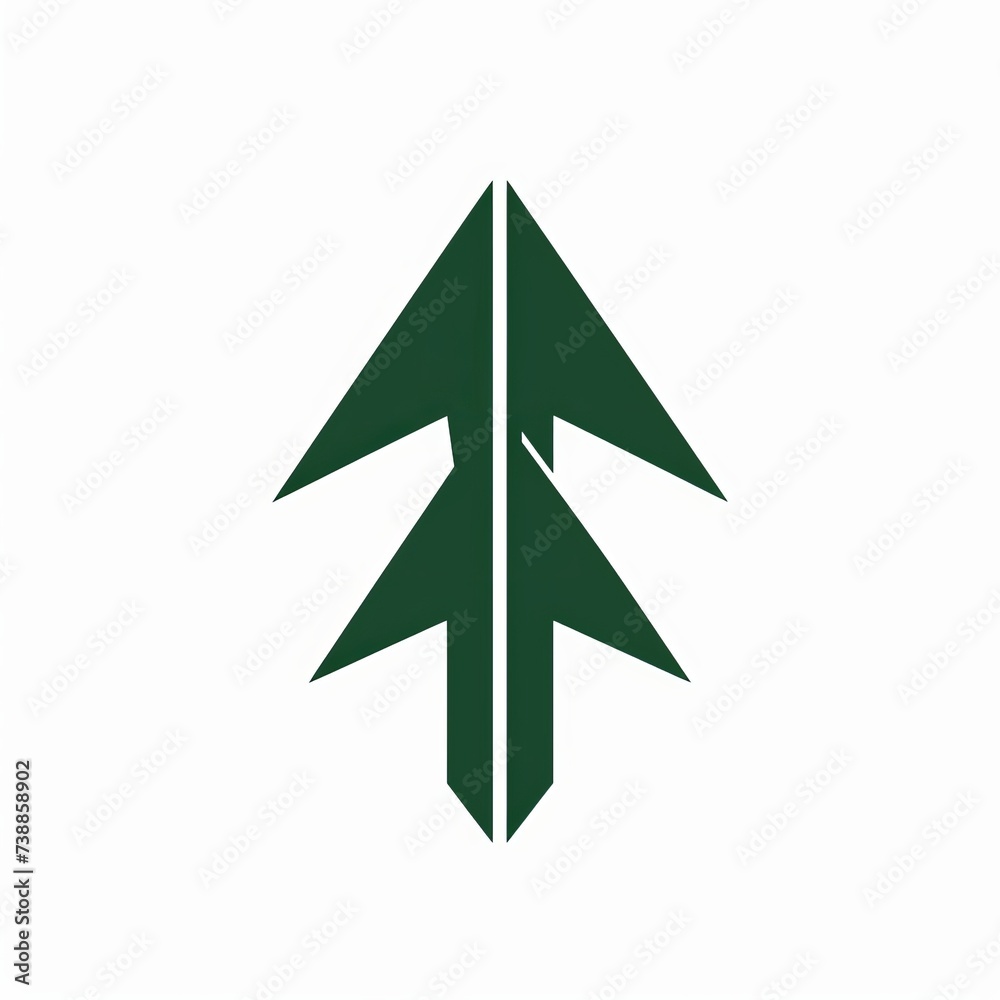 Abstract Geometric Representation of a Green Pine Tree on a White Background Abstract Geometric Representation of a Green Pine Tree on a White Background