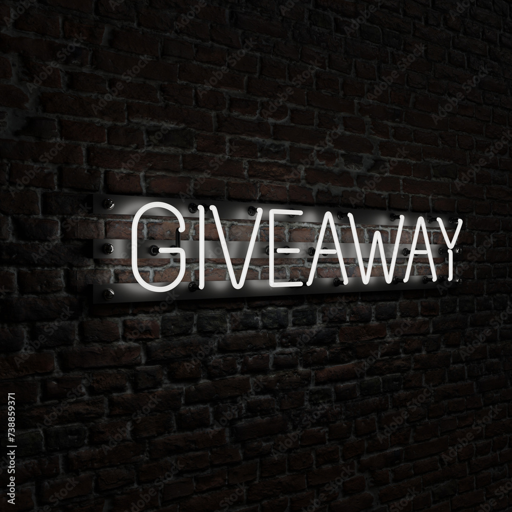 White Giveaway Neon With Brick Background White Giveaway Neon With Brick Background