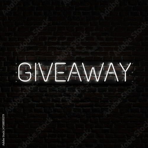 White Giveaway Neon With Brick Background
