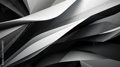 Abstract photo with black and white background, thick wavy silhouette generative ai