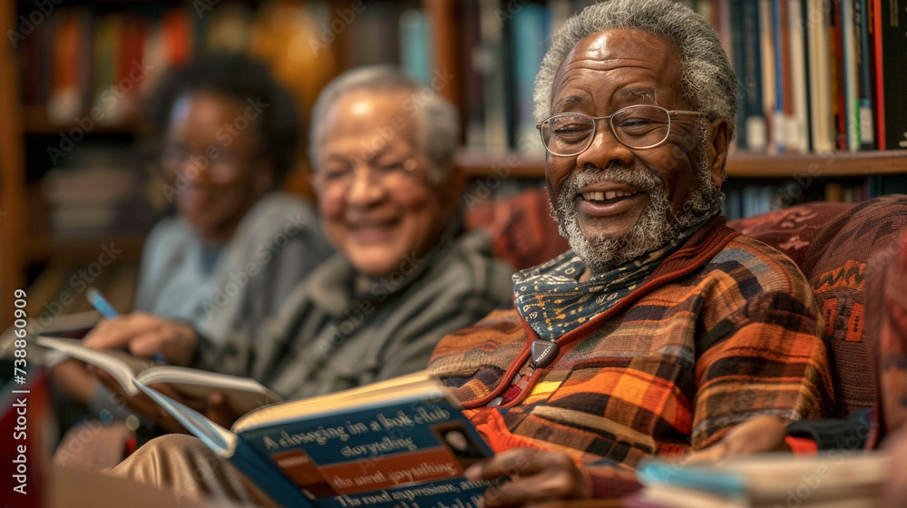 Senior Book Club Enjoying a Reading Session Senior Book Club Enjoying a Reading Session