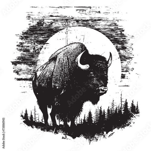 Buffalo Silhouette: Vector Illustration