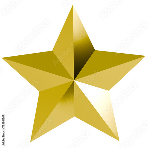 Gold Metallic Yellow Star Transparent Png - 3D Render