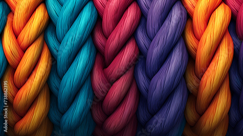 Abstract colorful rope texture background, soft knitted wool texture close-up background