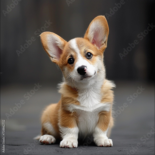 Curious Corgi Cutie  Adorable Puppy with Head Tilt Captivating the Camera  a Portrait of Young Dog Charm and Appeal