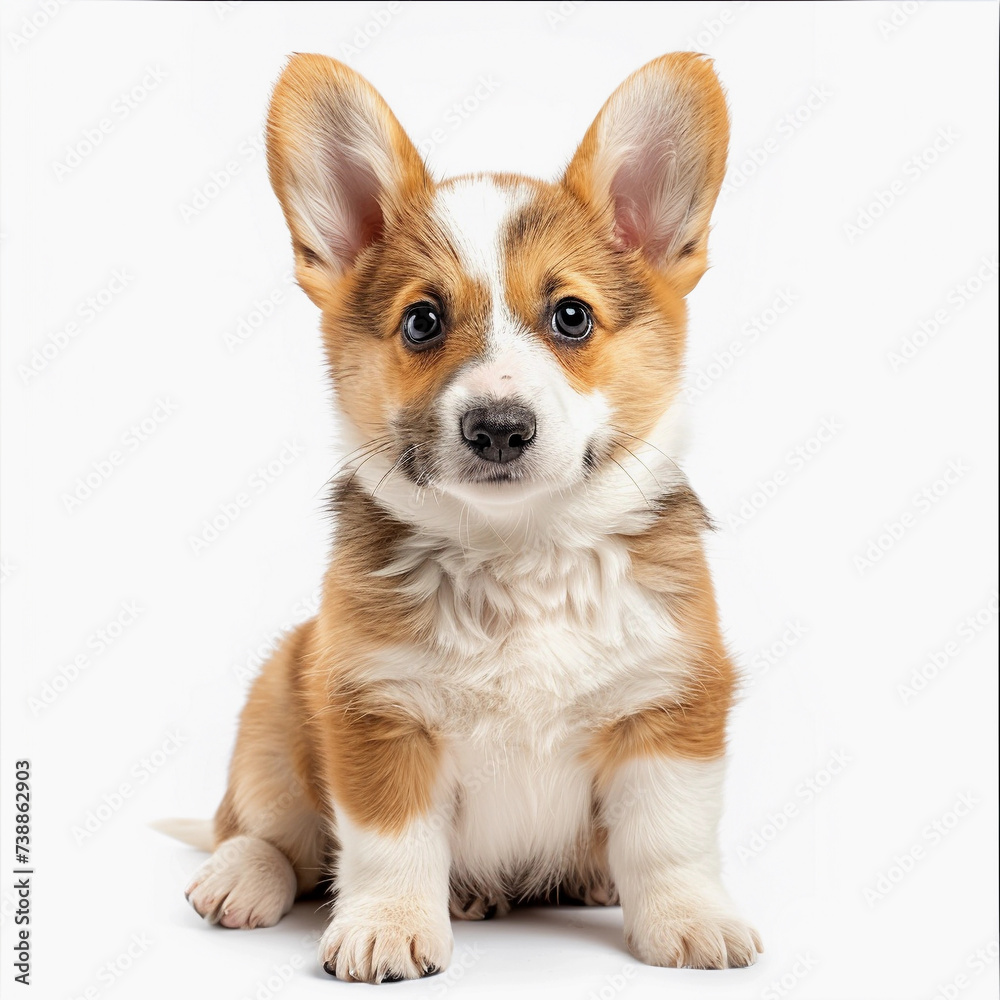 Curious Corgi Cutie: Adorable Puppy with Head Tilt Captivating the Camera, a Portrait of Young Dog Charm and Appeal